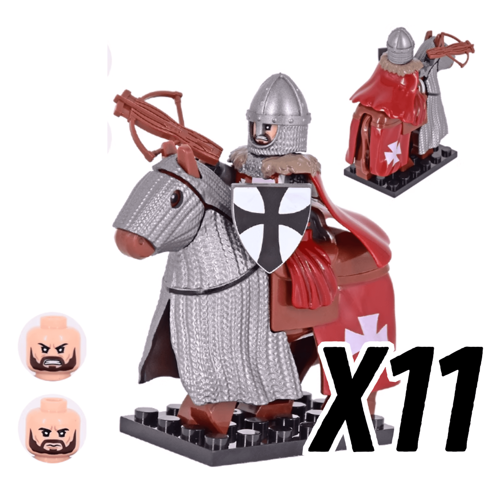 Tripoli Mounted Knights & Armored Warhorse Block Figures Set
