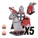 Tripoli Mounted Knights & Armored Warhorse Block Figures Set