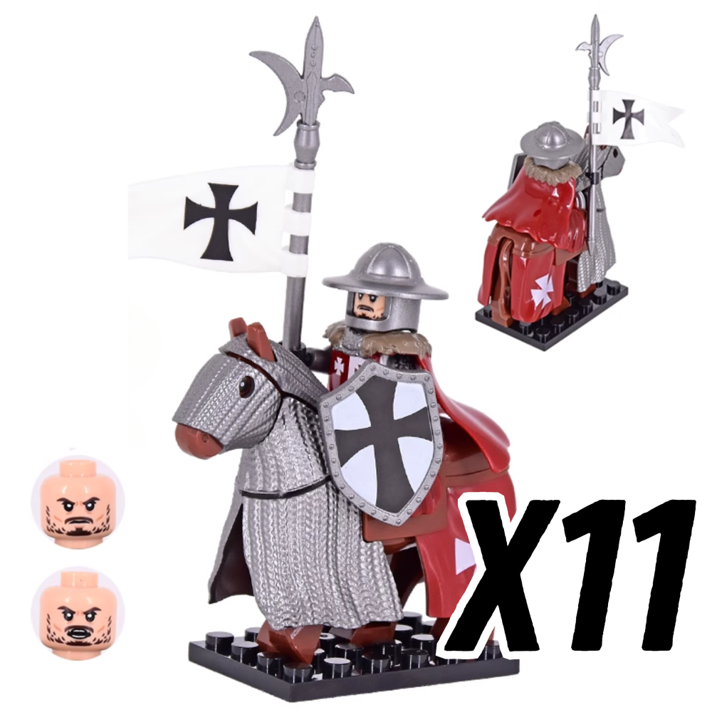 Tripoli Mounted Knights & Armored Warhorse Block Figures Set