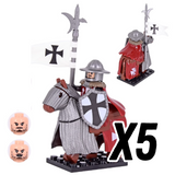 Tripoli Mounted Knights & Armored Warhorse Block Figures Set