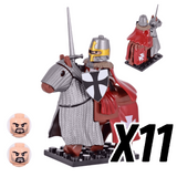 Tripoli Mounted Knights & Armored Warhorse Block Figures Set