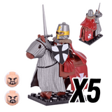 Tripoli Mounted Knights & Armored Warhorse Block Figures Set