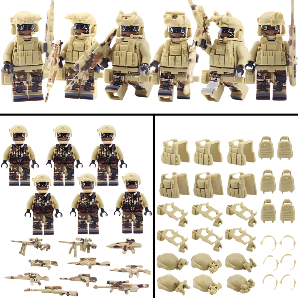 US Desert Special Force Squad Block Figures Set of 6pcs With Assortment of