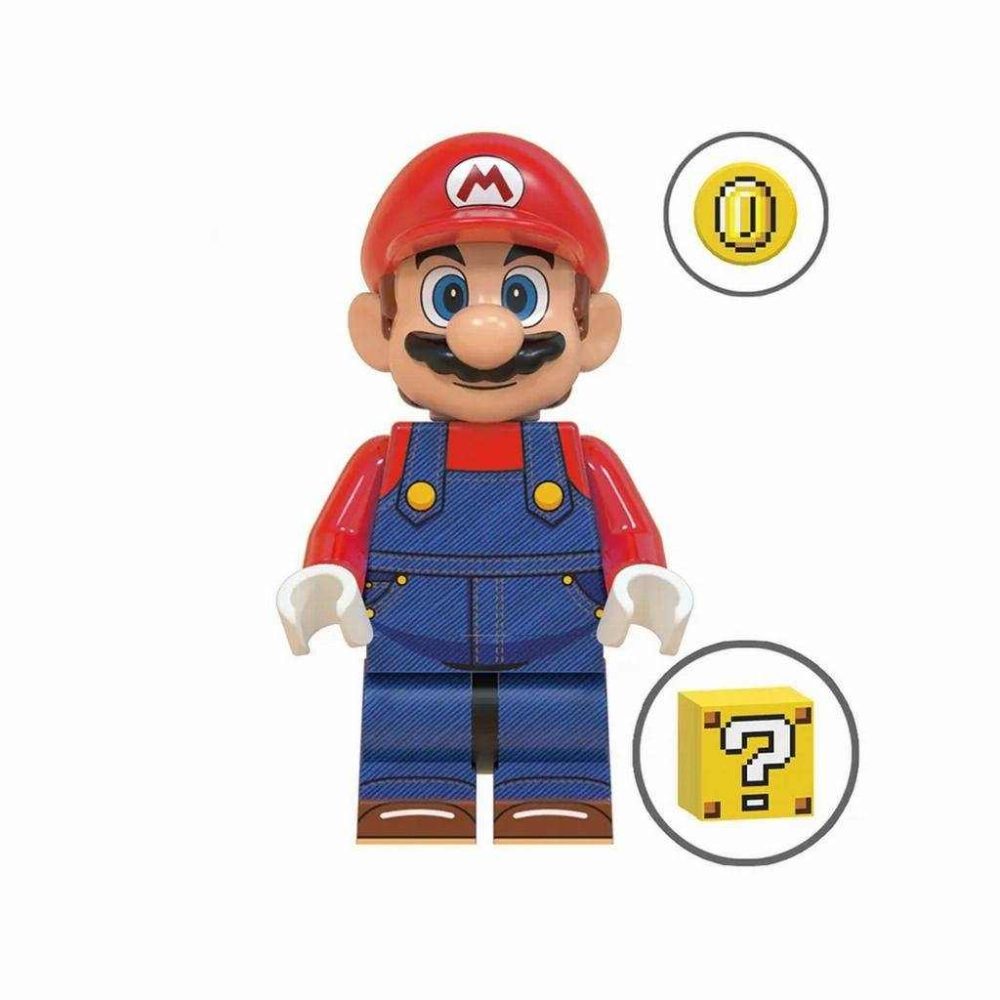 Super Mario Brothers Bowser Mario Luigi Toad Princess Yoshi Block Figures Set