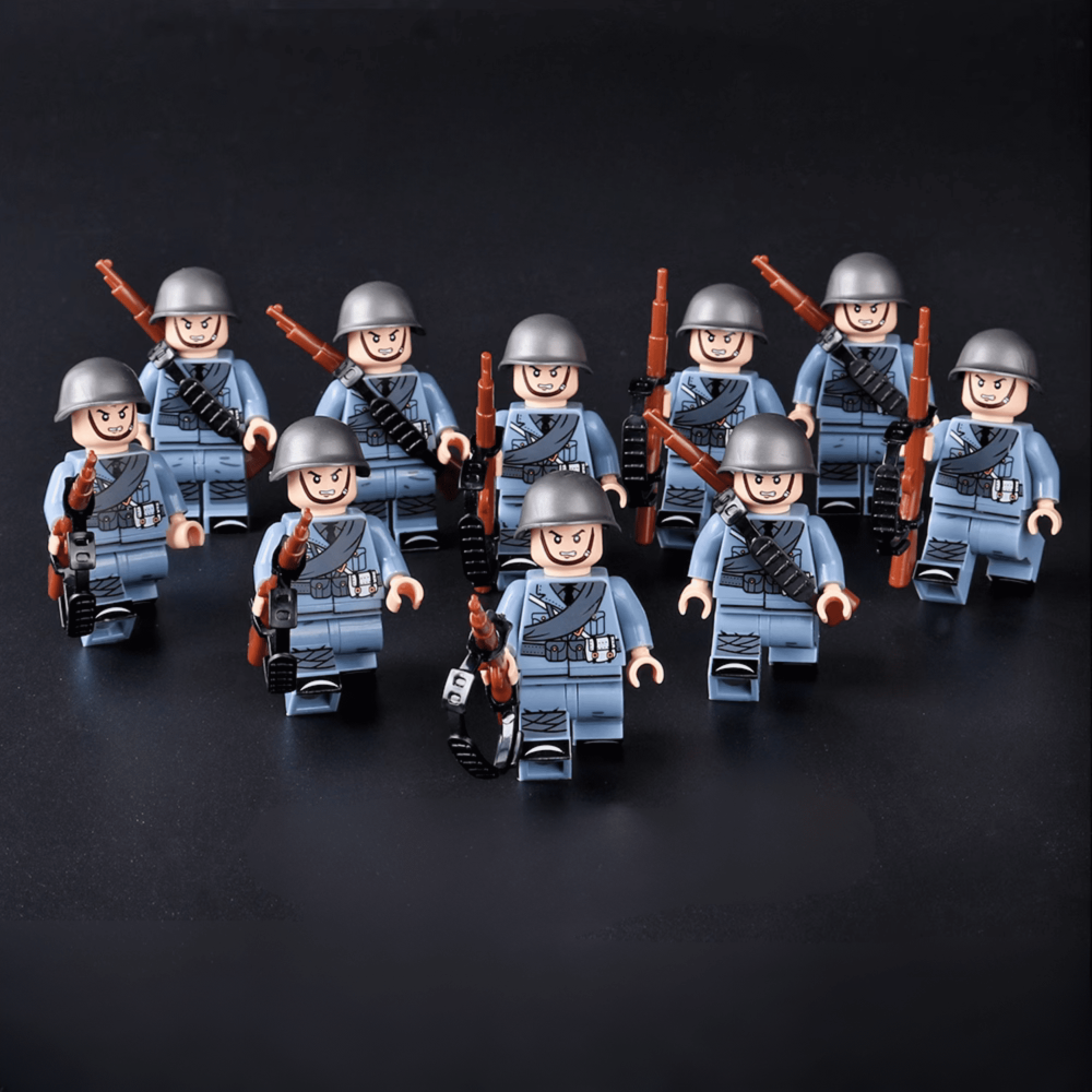 WWII Italian Military Soldiers Block Figures Set
