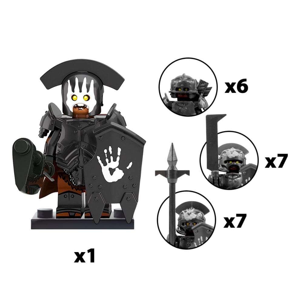 Lord the Rings Uruk-Hai Heavy Armour Block Figures Set 21pcs