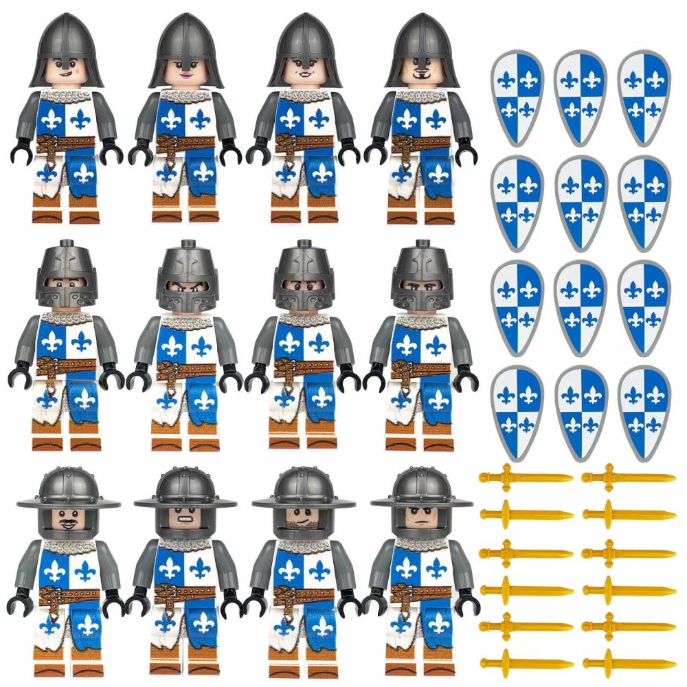 French Fleur-De-Lis Medieval Castle Knights Block Figures Set of 12pcs