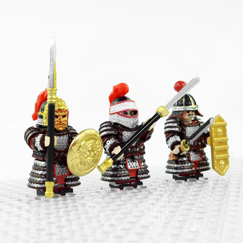 Chinese Medieval Heavy Armor Dynasty Soldiers Block Figures Set of 3pcs