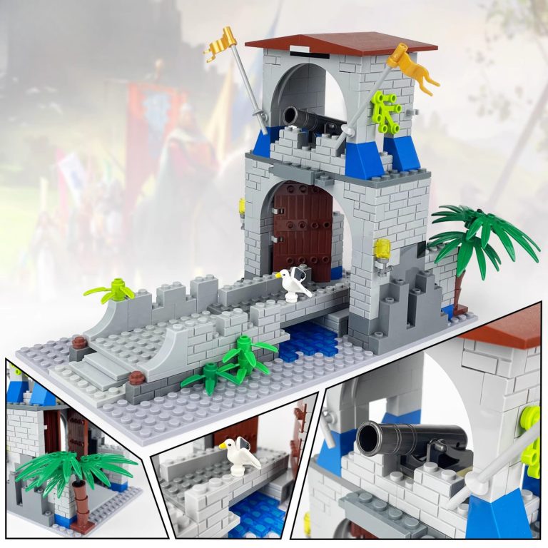 Castle Gatehouse with Drawbridge & Cannon Tower Building  Set