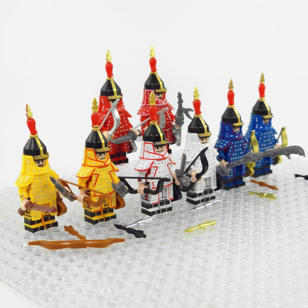 Chinese Qing Dynasty Warriors Block Figures Set of 8pcs