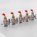 Crusades Knights Templar Battle Priests Block Figures With War Hammers and Shield Accessories