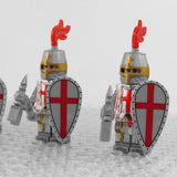 Crusades Knights Templar Battle Priests Block Figures With War Hammers and Shield Accessories