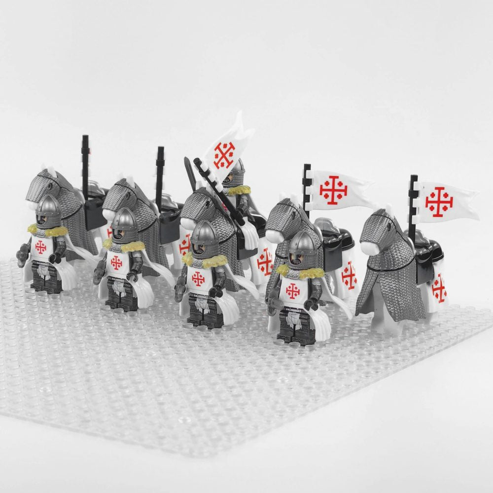 Crusades Mounted Holy Sepulchre Knights Armored Warhorse Block Figures  Set