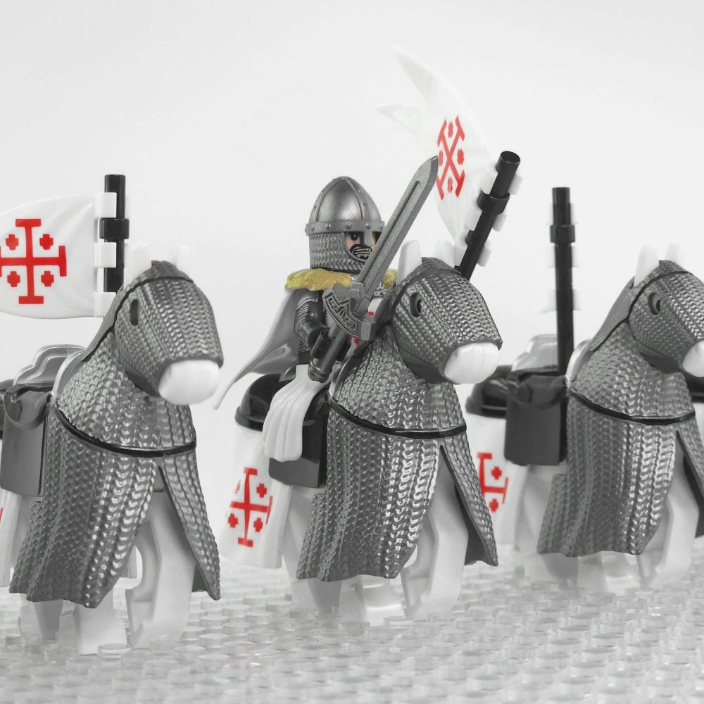 Crusades Mounted Holy Sepulchre Knights Armored Warhorse Block Figures  Set