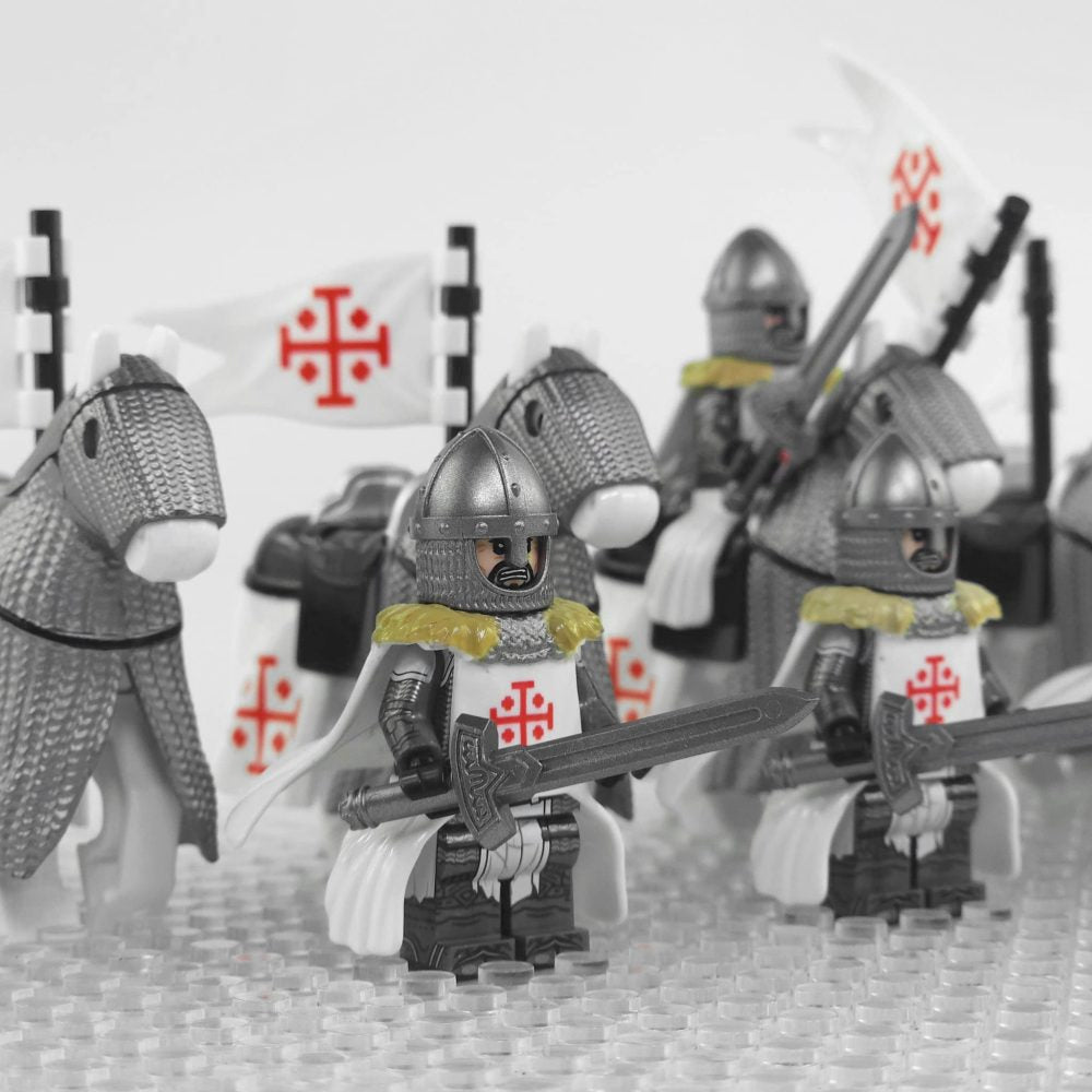 Crusades Mounted Holy Sepulchre Knights Armored Warhorse Block Figures  Set
