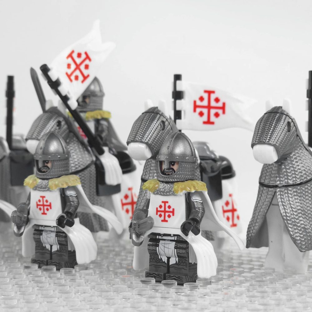 Crusades Mounted Holy Sepulchre Knights Armored Warhorse Block Figures  Set