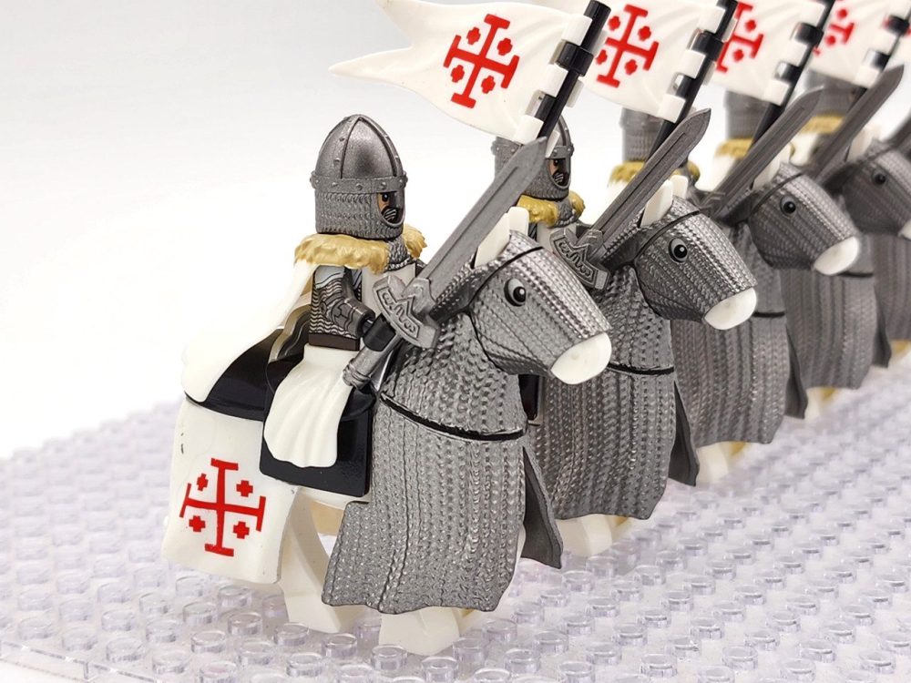 Crusades Mounted Holy Sepulchre Knights Armored Warhorse Block Figures  Set