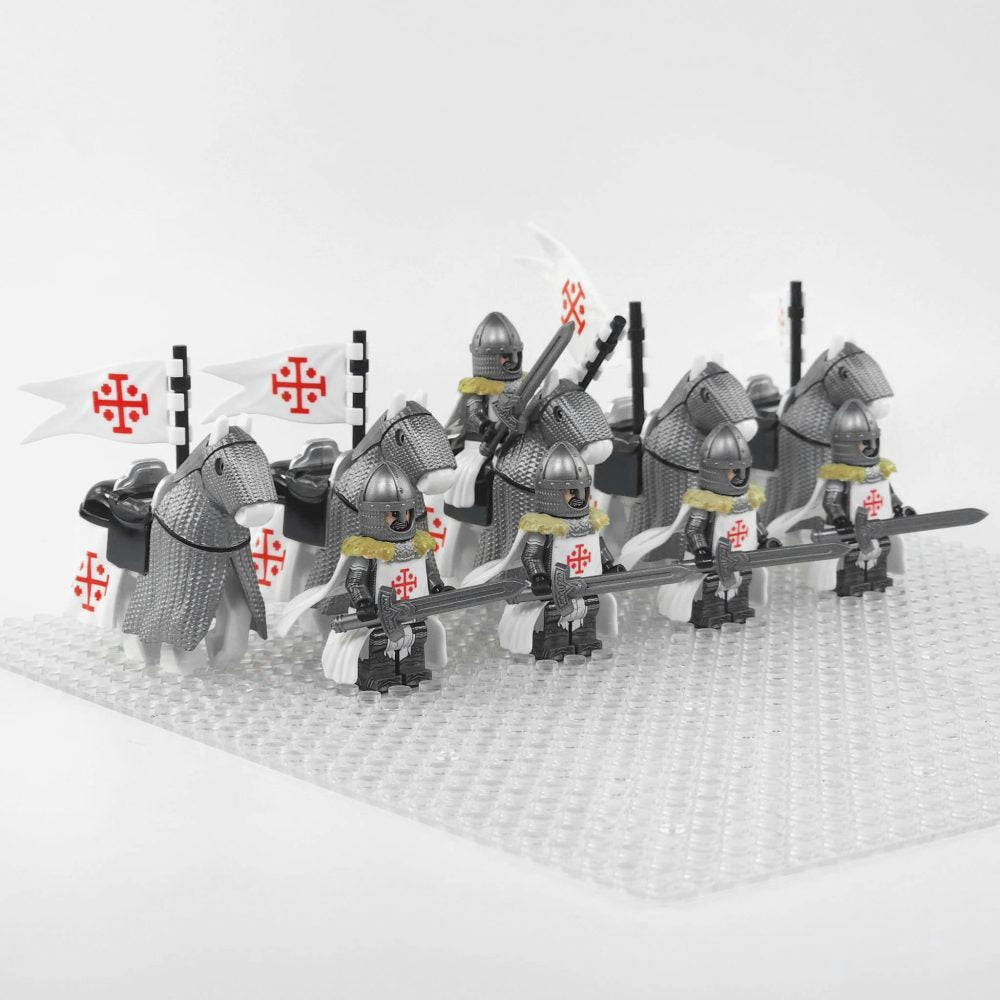Crusades Mounted Holy Sepulchre Knights Armored Warhorse Block Figures  Set