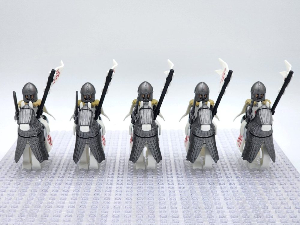 Crusades Mounted Holy Sepulchre Knights Armored Warhorse Block Figures  Set