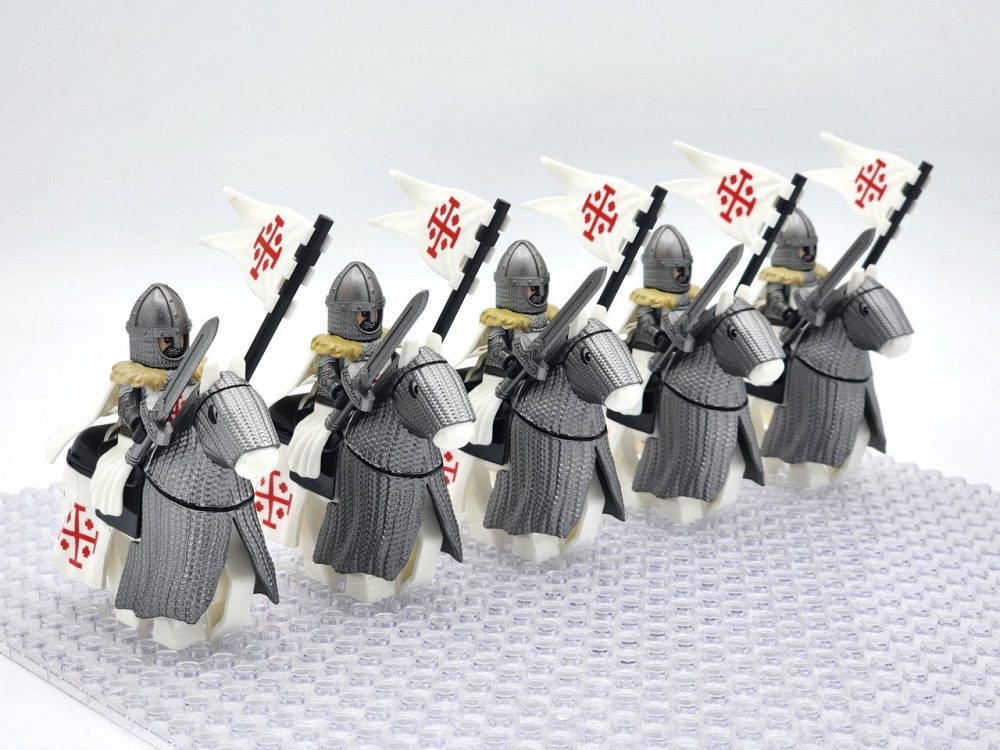 Crusades Mounted Holy Sepulchre Knights Armored Warhorse Block Figures  Set
