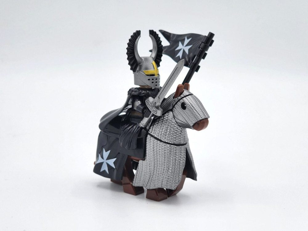 Crusades Mounted Knights Hospitallers Armored Warhorse Block Figures Set