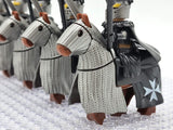 Crusades Mounted Knights Hospitallers Armored Warhorse Block Figures Set