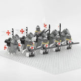 Crusades Mounted Knights Templars Armored Warhorse Block Figures Set