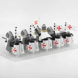 Crusades Mounted Knights Templars Armored Warhorse Block Figures Set