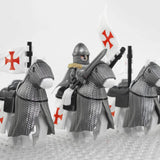Crusades Mounted Knights Templars Armored Warhorse Block Figures Set