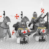 Crusades Mounted Knights Templars Armored Warhorse Block Figures Set