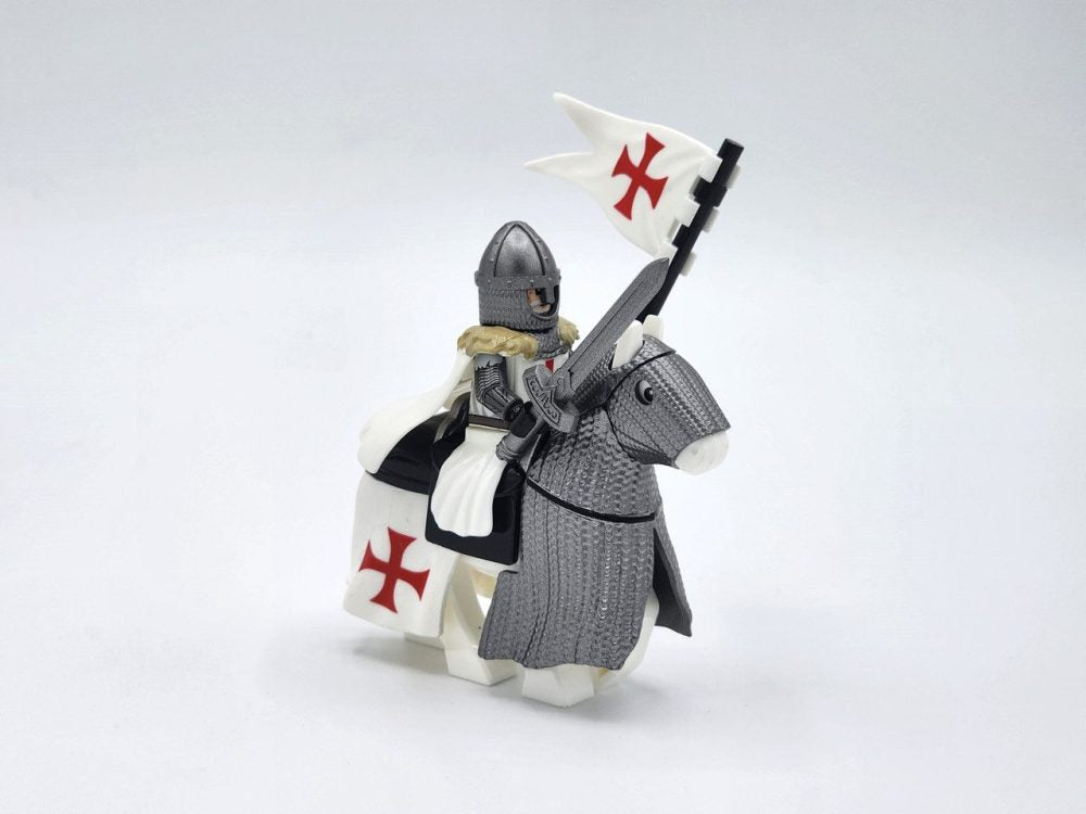 Crusades Mounted Knights Templars Armored Warhorse Block Figures Set
