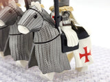 Crusades Mounted Knights Templars Armored Warhorse Block Figures Set