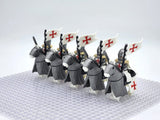 Crusades Mounted Knights Templars Armored Warhorse Block Figures Set