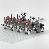 Crusades Mounted Teutonic Knights &Armored Warhorse Block Figures Set