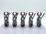 Crusades Mounted Teutonic Knights &Armored Warhorse Block Figures Set