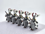 Crusades Mounted Teutonic Knights &Armored Warhorse Block Figures Set
