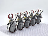 Crusades Mounted Teutonic Knights &Armored Warhorse Block Figures Set