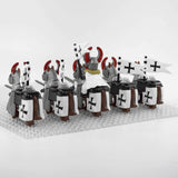Crusades Mounted Teutonic Knights &Armored Warhorse Block Figures Set