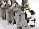Crusades Mounted Teutonic Knights &Armored Warhorse Block Figures Set