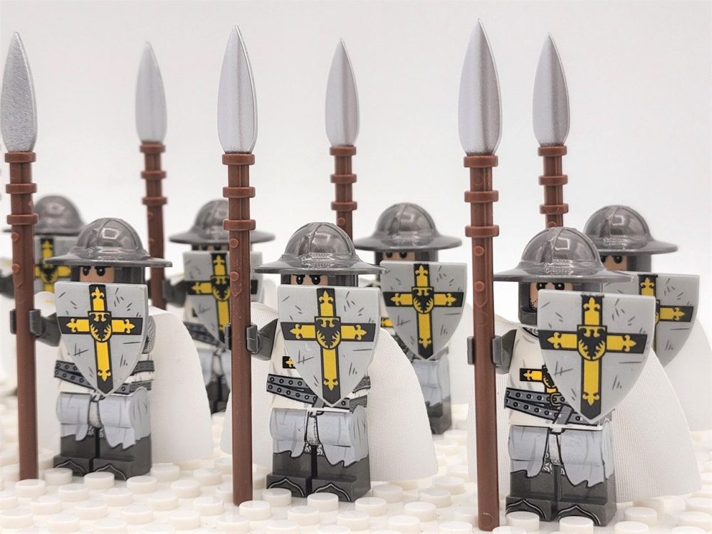 Crusades Teutonic Knights Spearman Block Figures Set of 10pcs