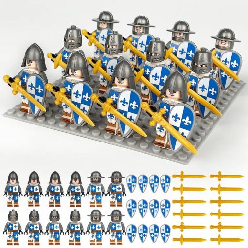French Fleur-De-Lis Medieval Castle Knights Block Figures Set of 12pcs
