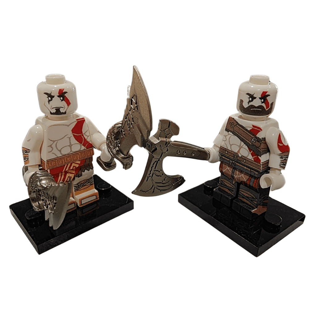 God of War Kratos Block Figures Set of 2pcs With Axe and Dagger Accessories