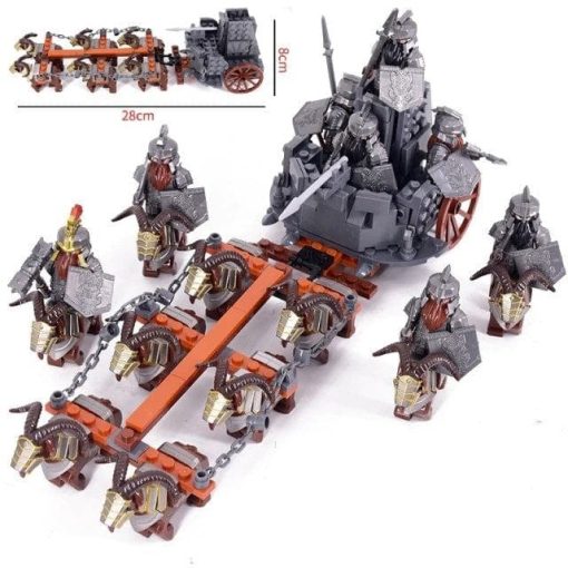 Lord the Rings Dain II Ironfoot Iron Hill Dwarves Chariot Block Figures Set