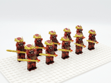 Japanese Samurai Spear Block Figures Set of 10pcs