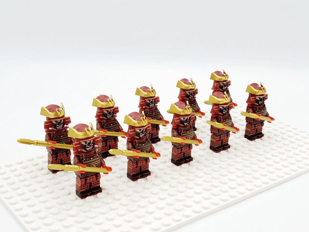 Japanese Samurai Spear Block Figures Set of 10pcs