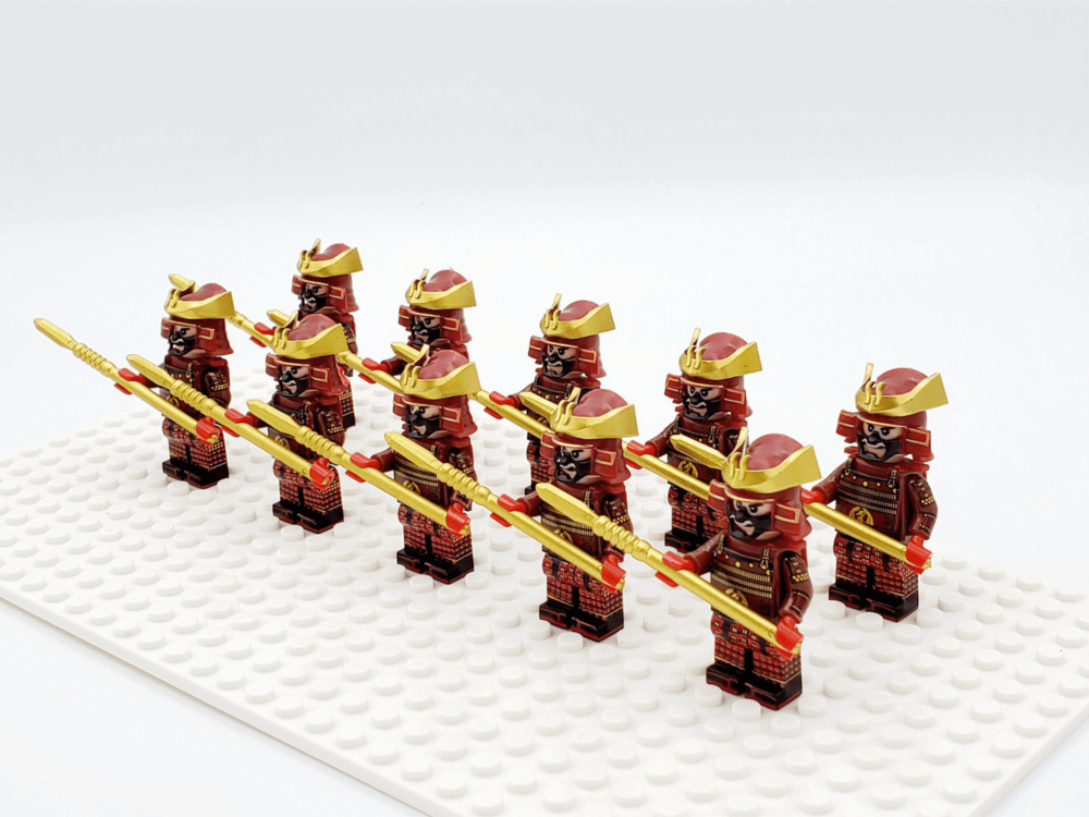 Japanese Samurai Spear Block Figures Set of 10pcs