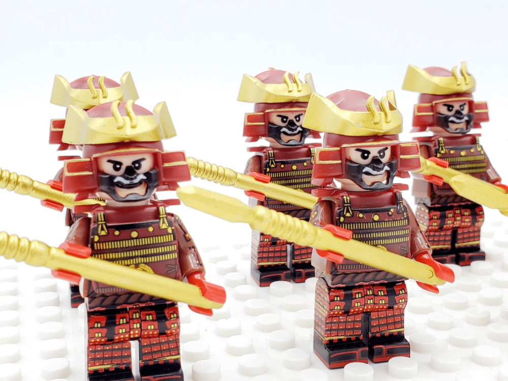 Japanese Samurai Spear Block Figures Set of 10pcs