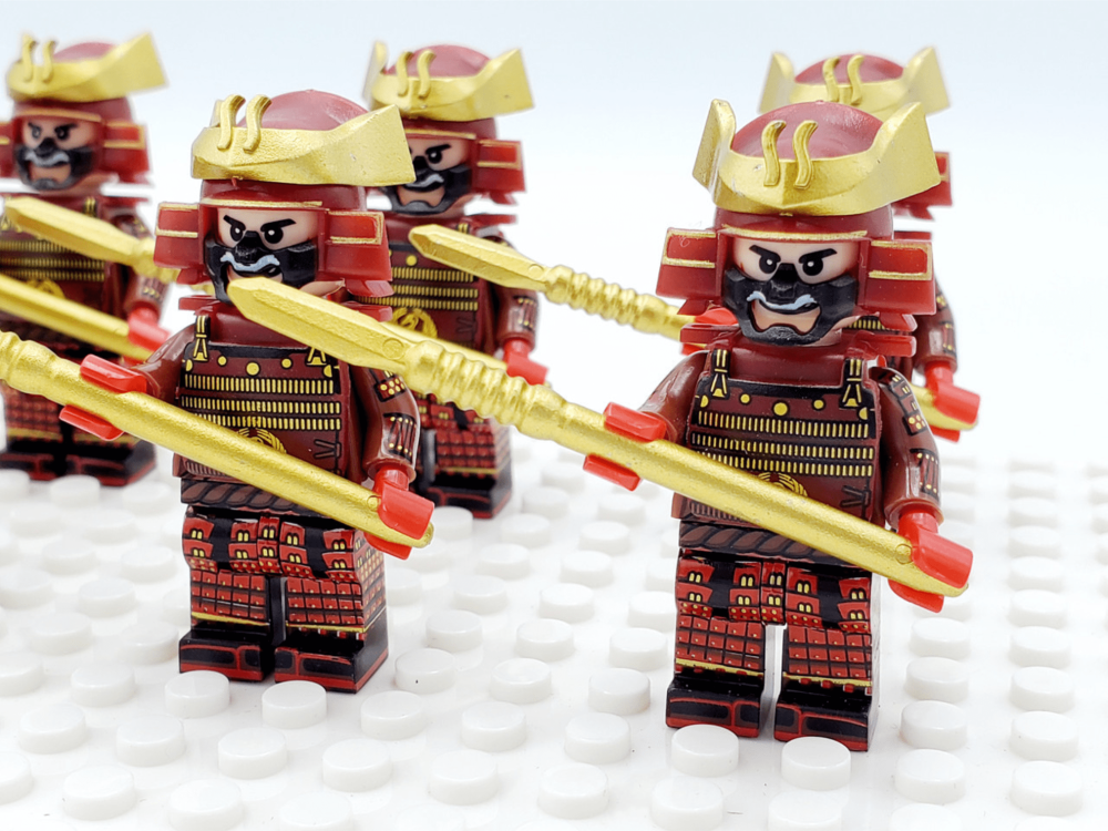 Japanese Samurai Spear Block Figures Set of 10pcs