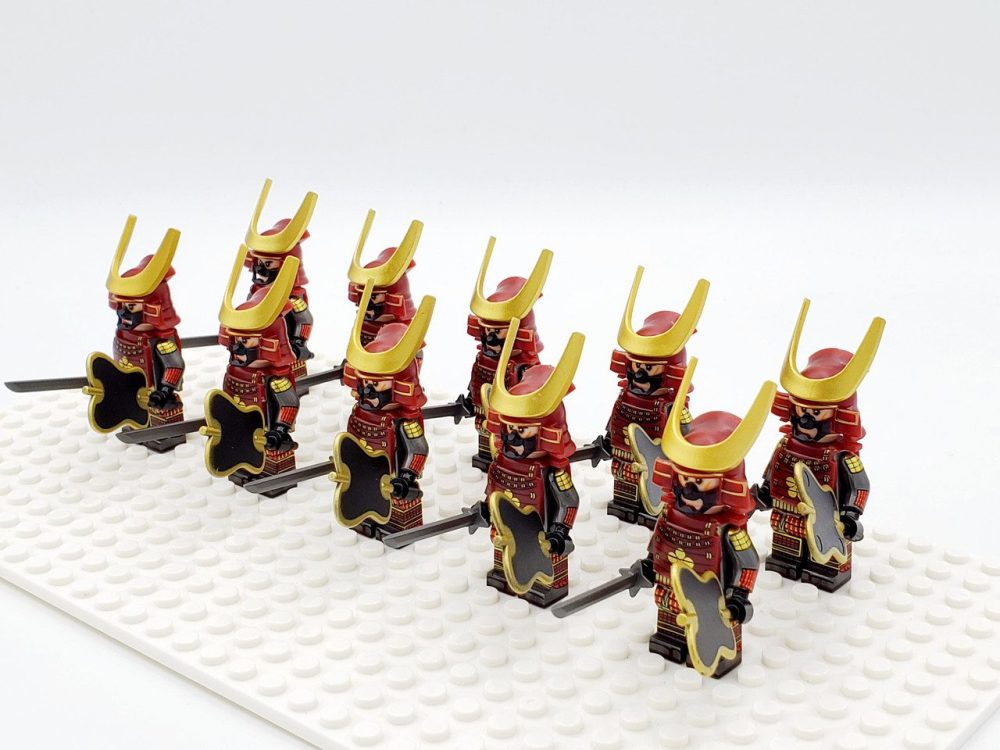Japanese Samurai Uchiwa and Katana Block Figures Set of 10pcs
