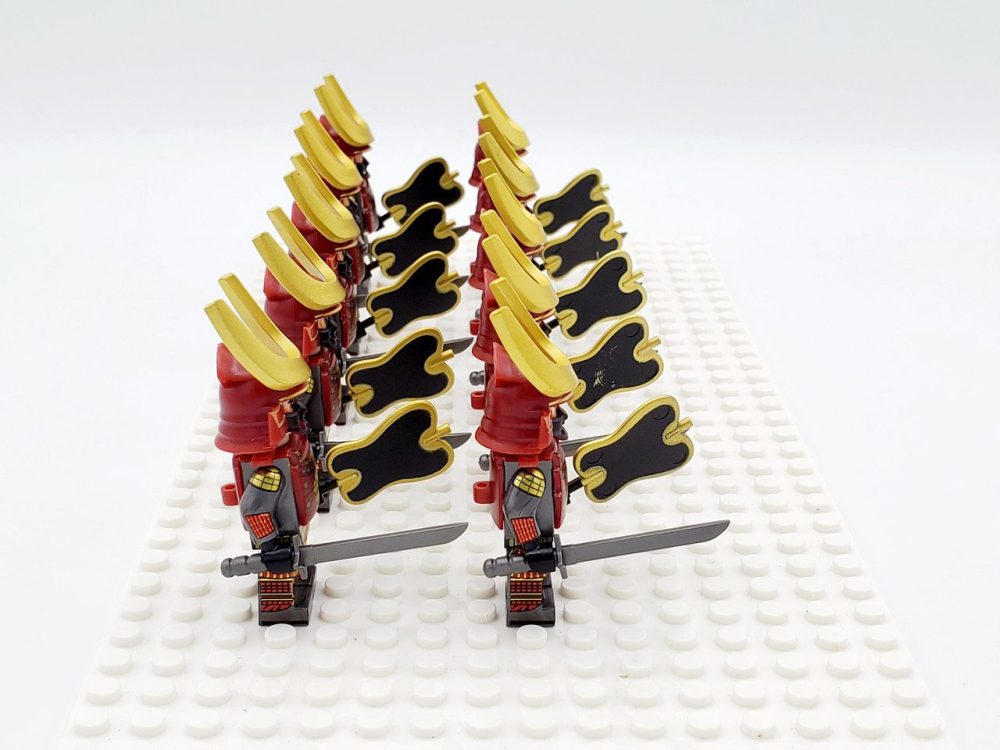 Japanese Samurai Uchiwa and Katana Block Figures Set of 10pcs